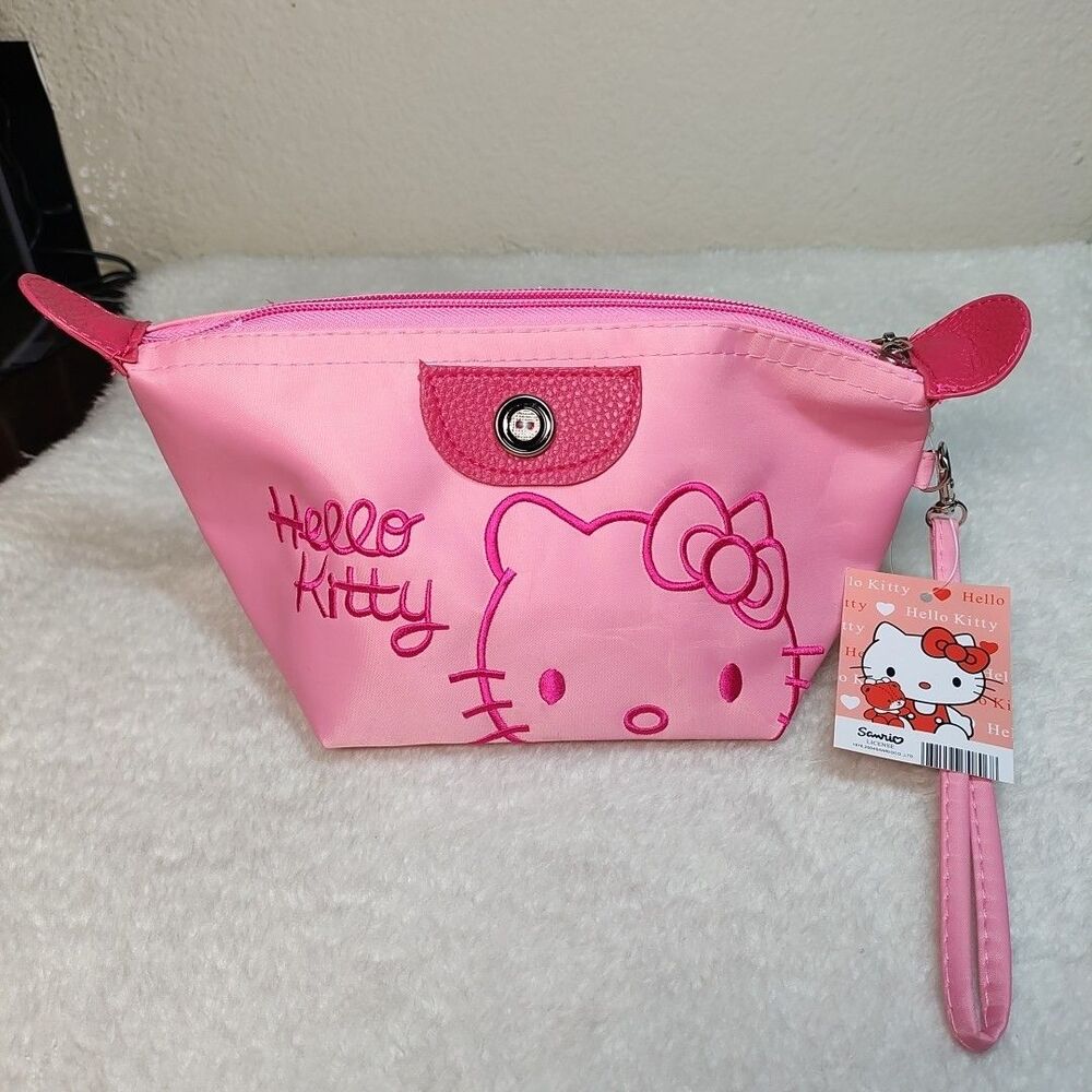 Hello Kitty makeup bag Sanrio Light Pink Bag With Hot Pink Embroidery, Japan